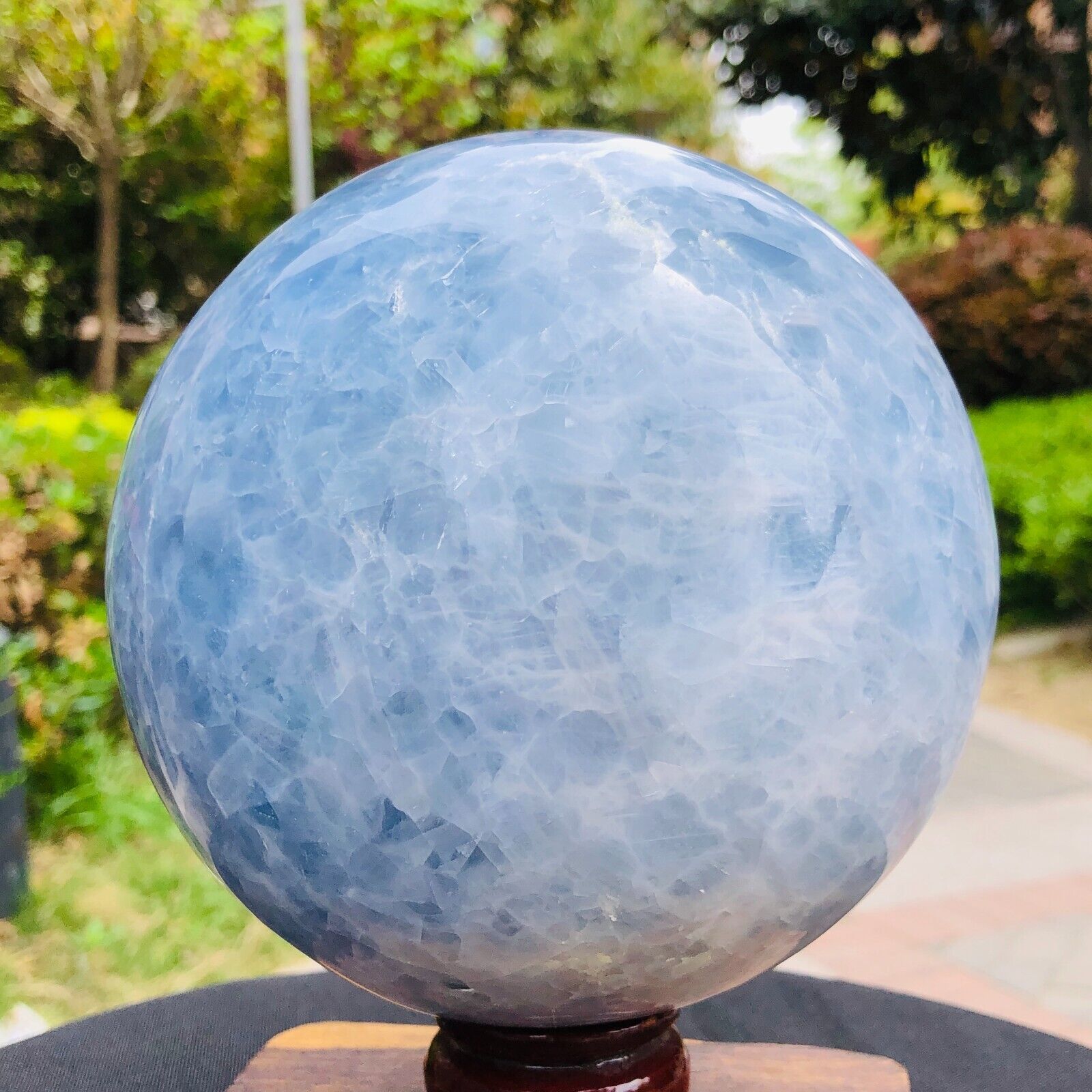7.56LB Natural Beautiful Blue Crystal Ball Quartz Crystal Sphere Healing 1173