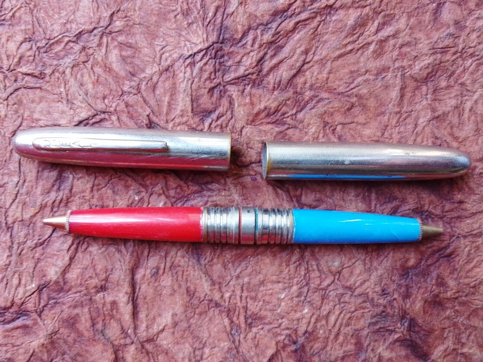 Interesting Vintage Ballpoint pen 2 colors red and blue vtg