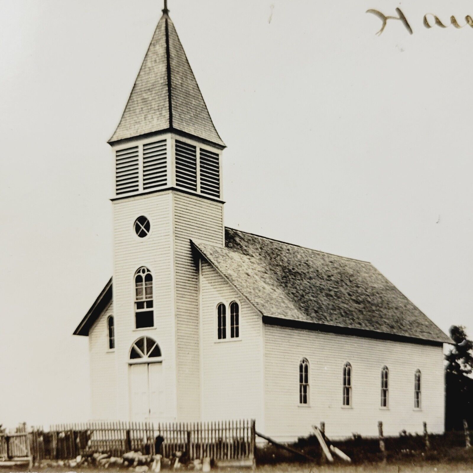 Rare 1913 RPPC Postcard Haugen Wisconsin Catholic Church Barron County WI