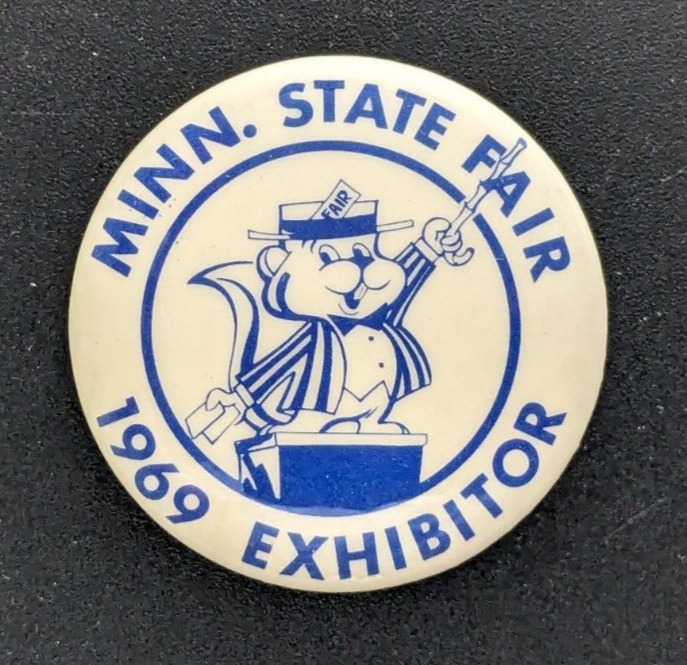 Vintage 1969 Minnesota State Fair Exhibitor Badge Button Pin - MN Gopher