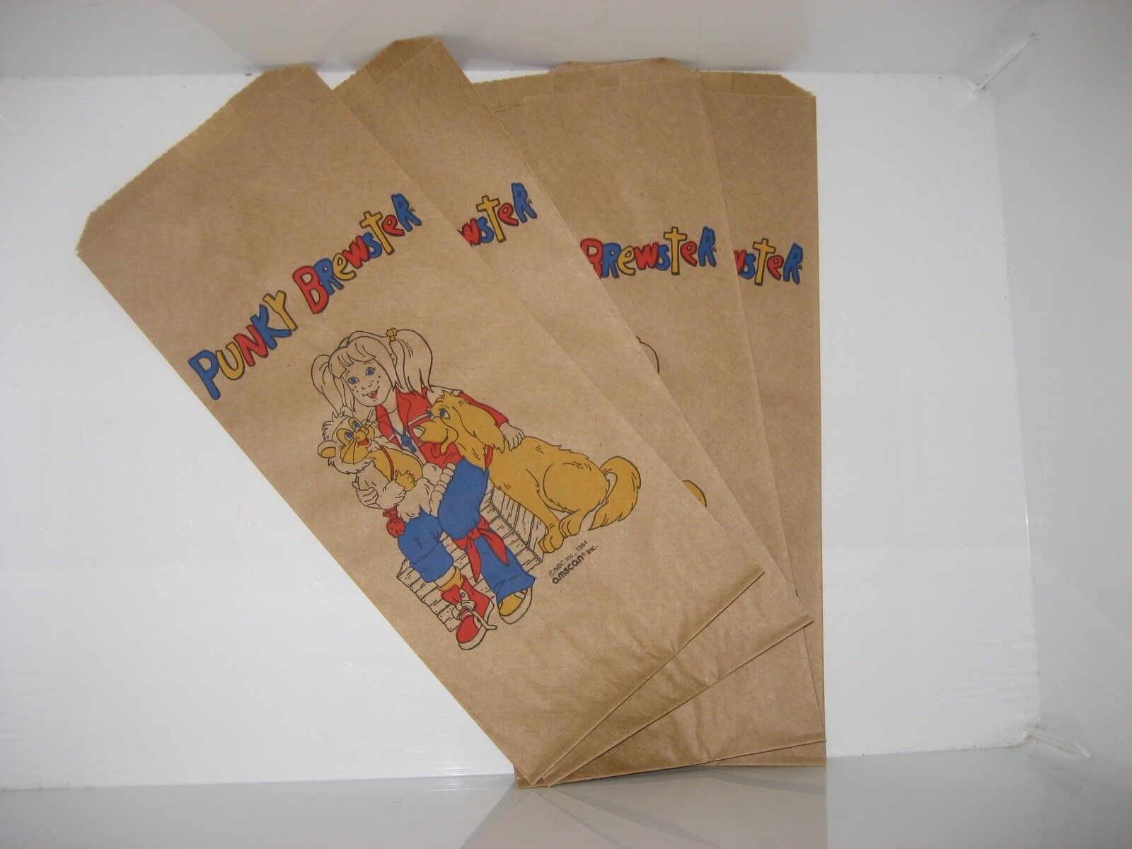 4 Vintage 1984 Punky Brewster Brown Paper Lunch Bag Lunchbox Bags