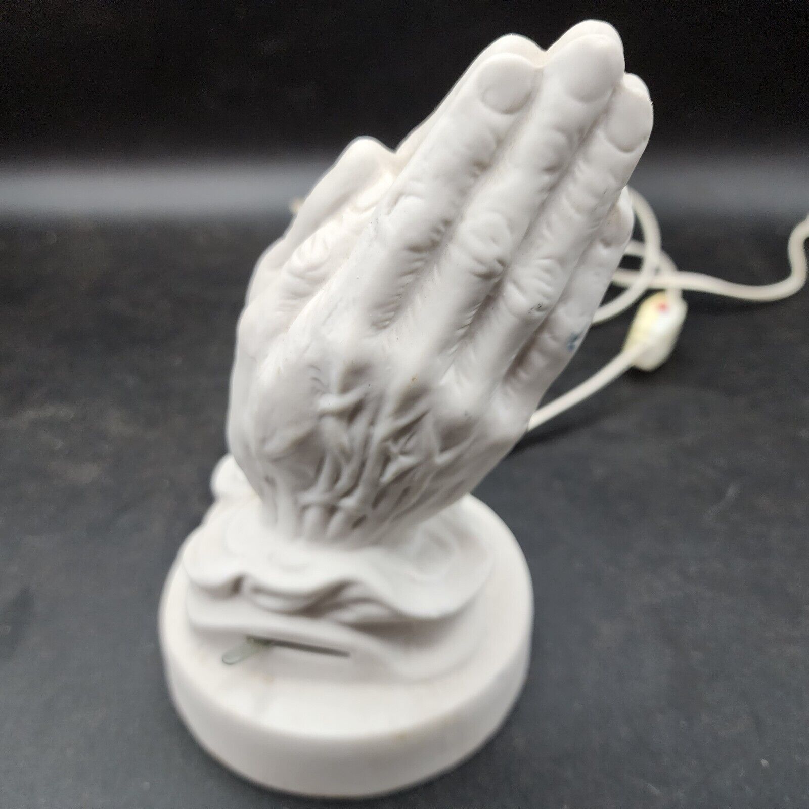 Vintage Praying Hands White Porcelain MUSICAL Night Light Lamp Religious - WORKS