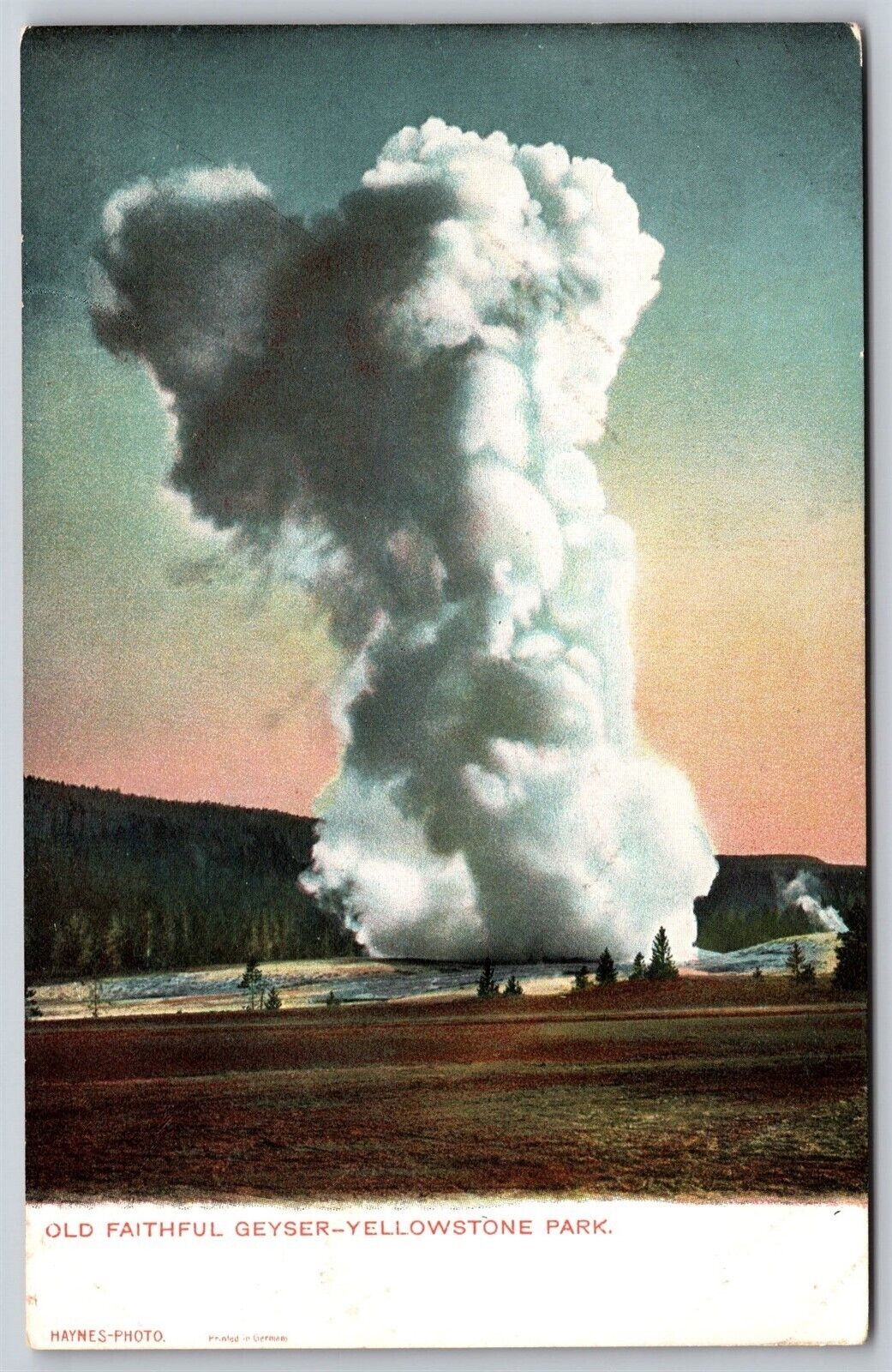 Postcard Old Faithful Geyser-Yellowstone Park Haynes L201