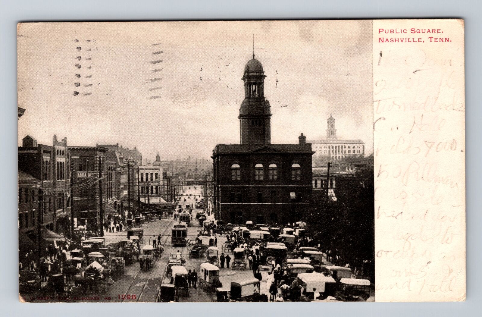 Nashville TN-Tennessee, Public Square, Advertising, Vintage c1906 Postcard