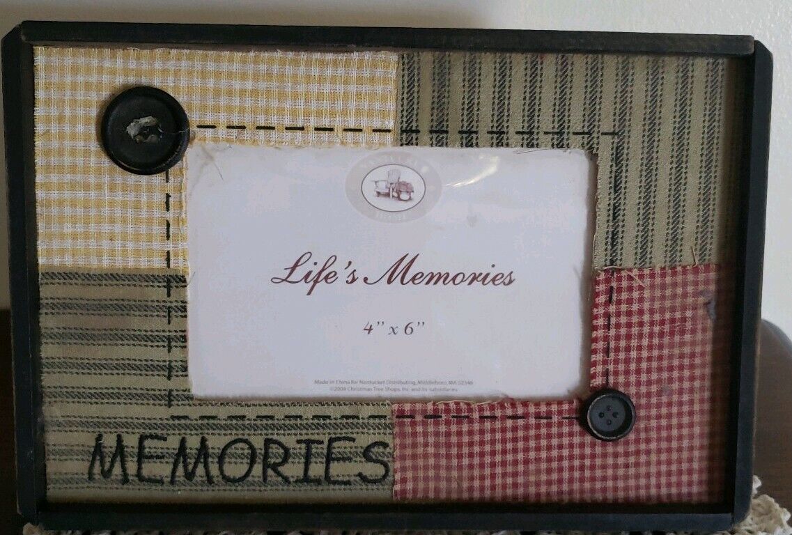 Nantucket Home ~ Life's Memories 4 x 6 Picture Frame ~ Memories~Buttons & Fabric