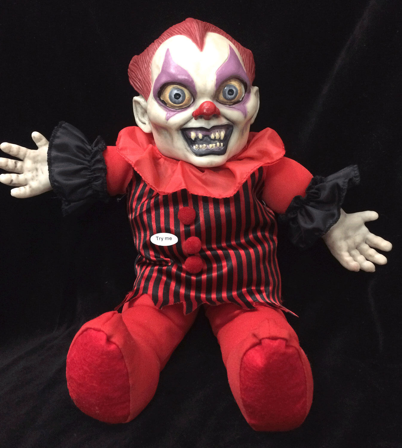 Horror Toy TALKING CREEPY KILLER CLOWN DOLL Scary Haunted House Prop Decoration