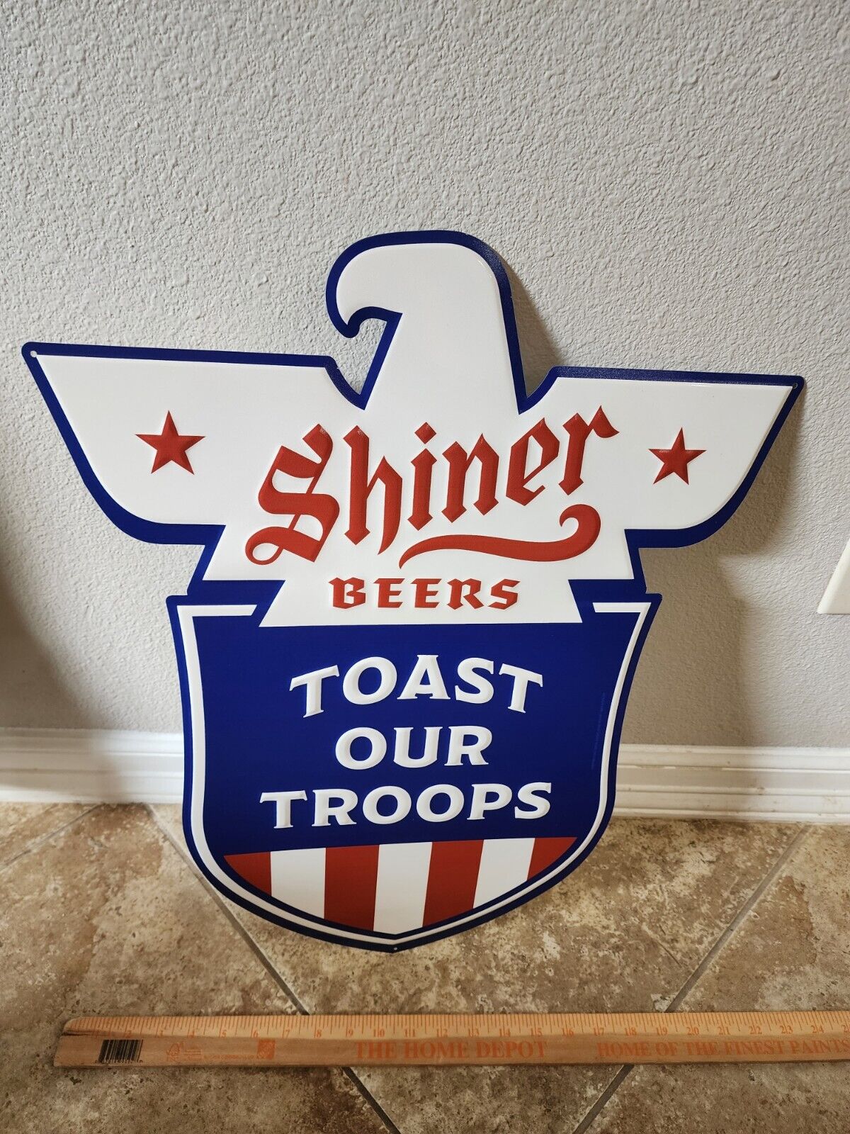 RARE SHINER BOCK BEER Toast the Troops SIGN TEXAS