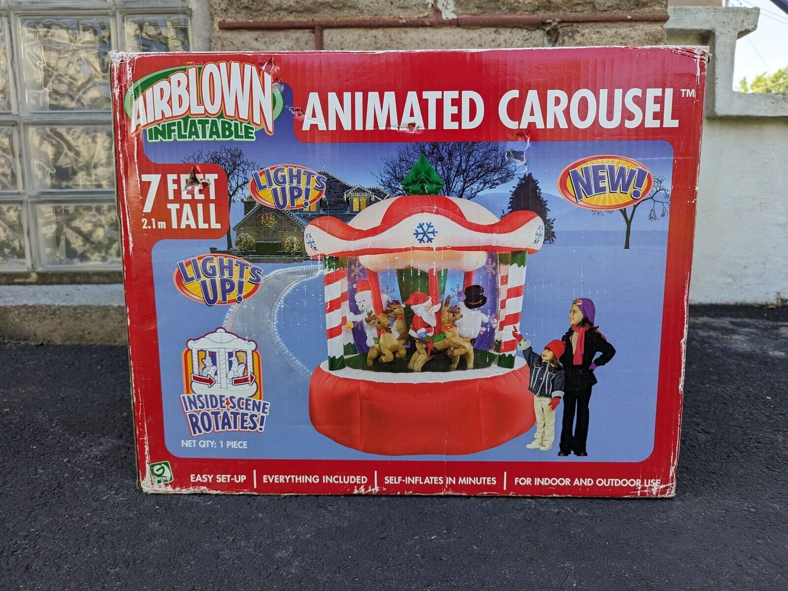 Gemmy 7’ Animated Rotating Lit Carousel 2005 Christmas Inflatable Airblown 12313