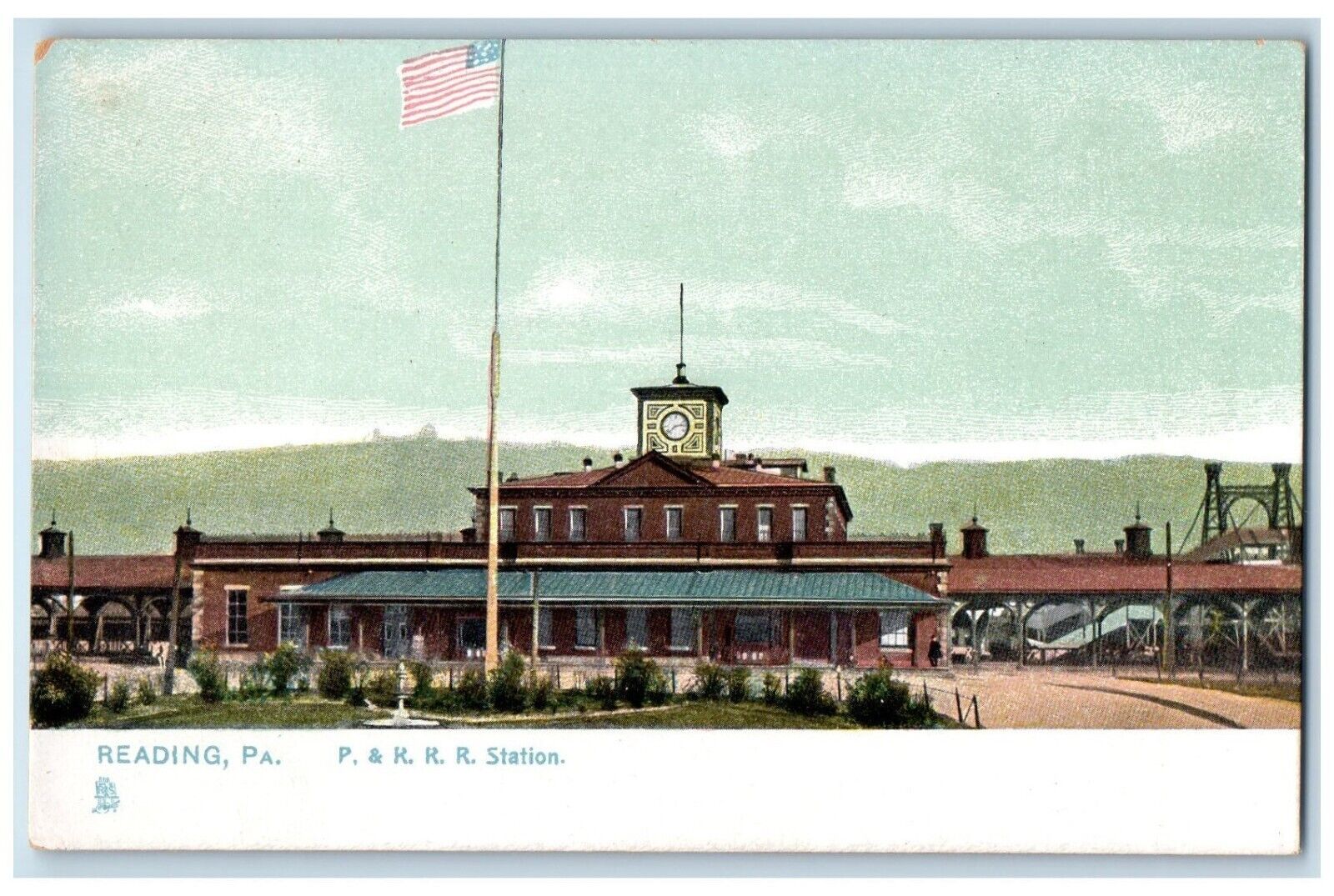 c1905 P. & R. R. R. Train Station Depot Reading Pennsylvania PA Tuck\'s Postcard