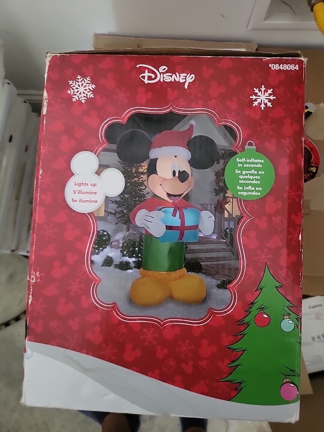 9' Gemmy Airblown Mickey Mouse with Santa Gift  Inflatable