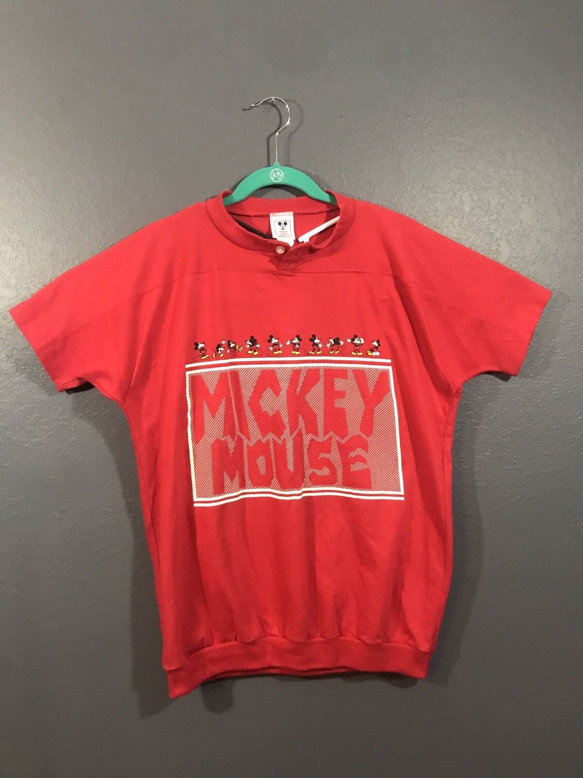 Vintage Mickey Mouse Disney Red Short Sleeve Pullover Shirt USA Medium 80s