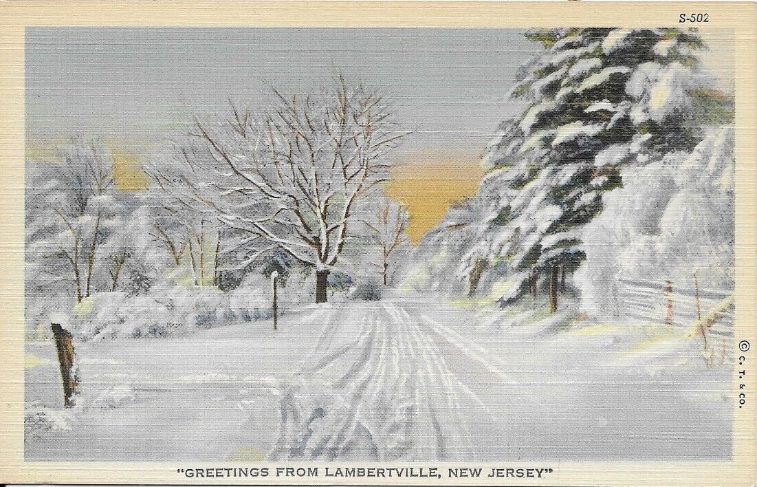 Greetings from Lambertville NJ vintage postcard not postally used