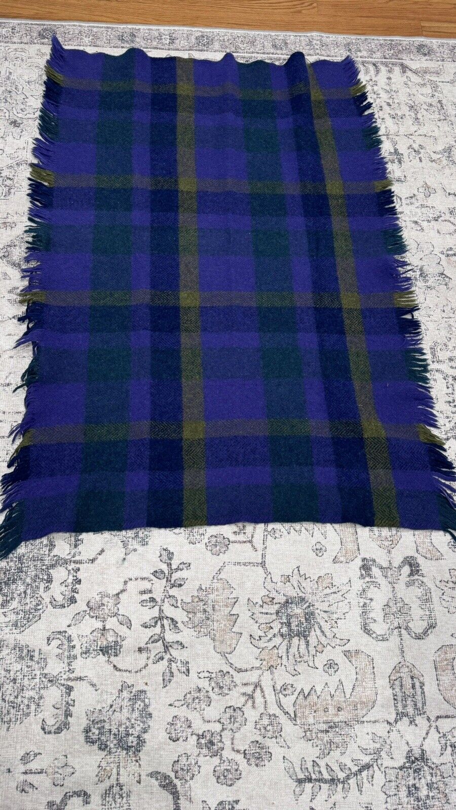 Avoca Handweavers Ireland Irish Wool Throw Lap Blanket Plaid Blue Green 48 x 34C