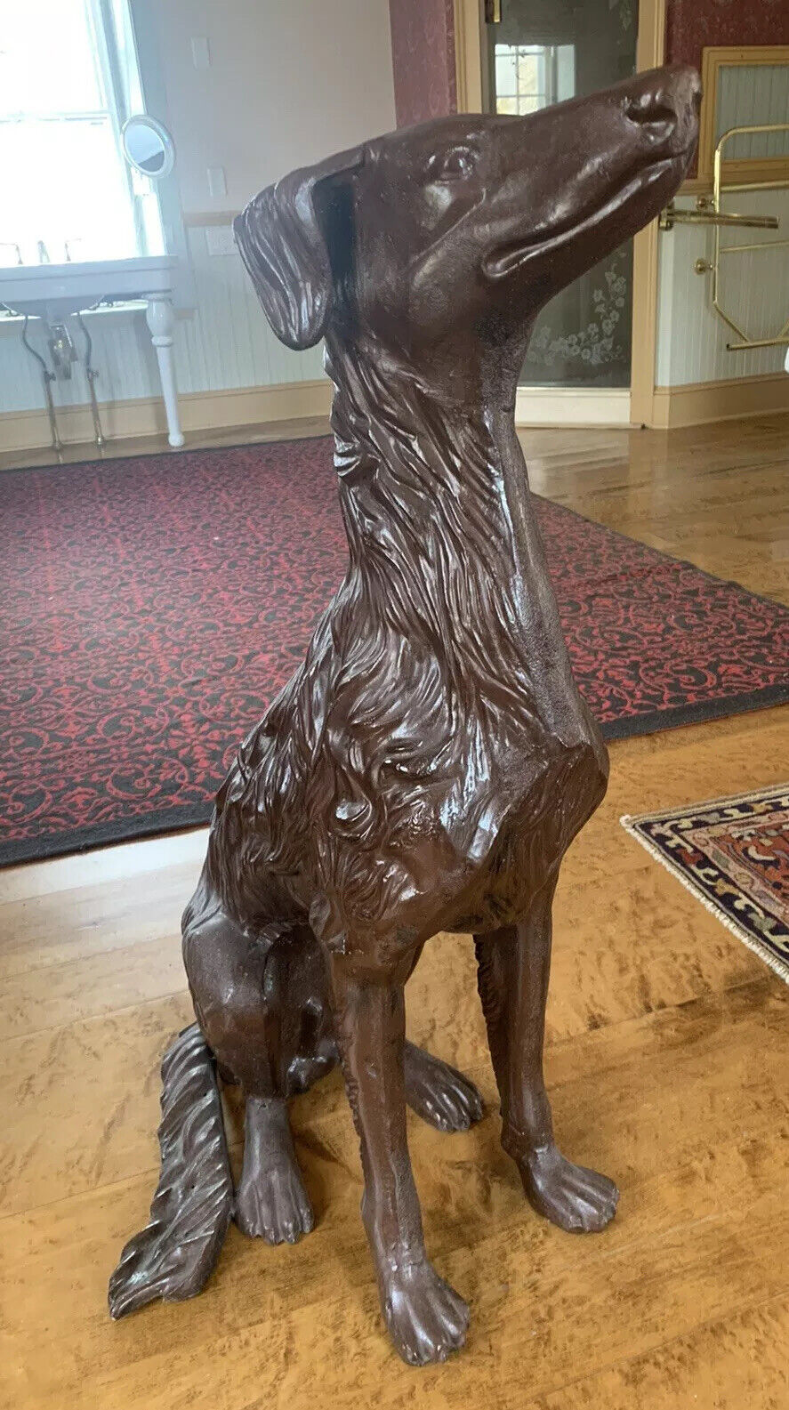 BORZOI Russian Wolfhound Cast Aluminum Statue vtg Statue-esque dog 37”