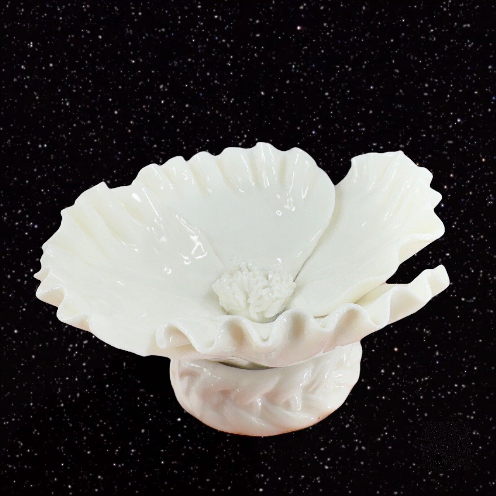 Anthropologie White Porcelain Ceramic Delicate Flower Sculpture Figurine W Label
