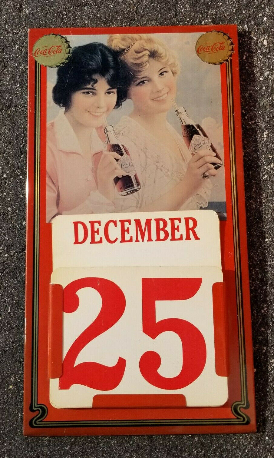 VINTAGE Metal Coca Cola 1930s Calendar Gas Station  Sign 
