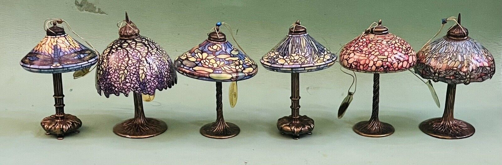 Bradford Exchange Louis Comfort Tiffany Lamps Heirloom Porcelain Ornaments Set 6