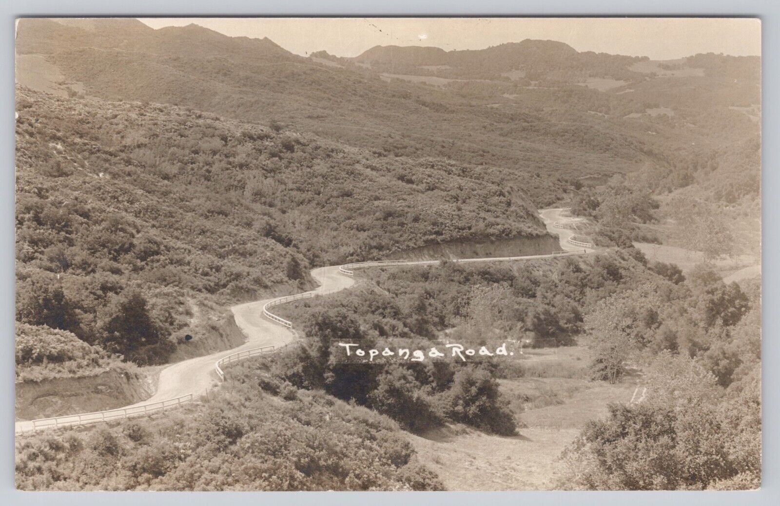 Topanga California, Winding Topanga Road, Vintage RPPC Real Photo Postcard