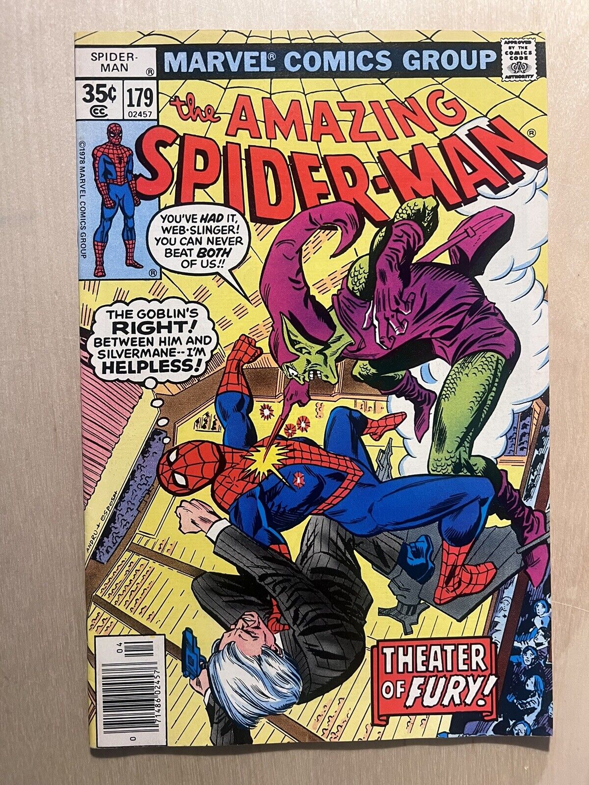 AMAZING SPIDERMAN. #179 ( 1969 Marvel ) 9.0 NM Silvermane & Green Goblin App