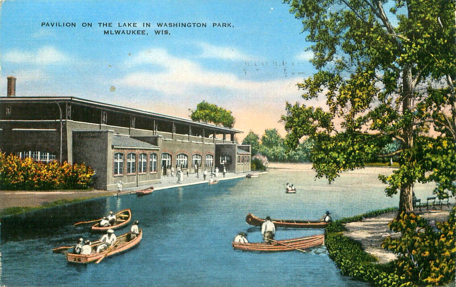 RARE Misprint Postcard Pavilion On The Lake Washington Park Milwaukee WI.