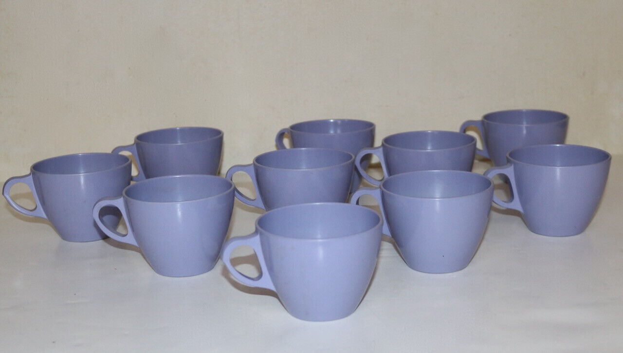 Melmac ROYALON lavender mid century mod coffee cups set of 10 melamine