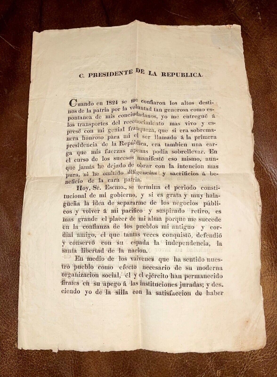 Mexico First President Guadalupe Victoria 1829 Retirement Document