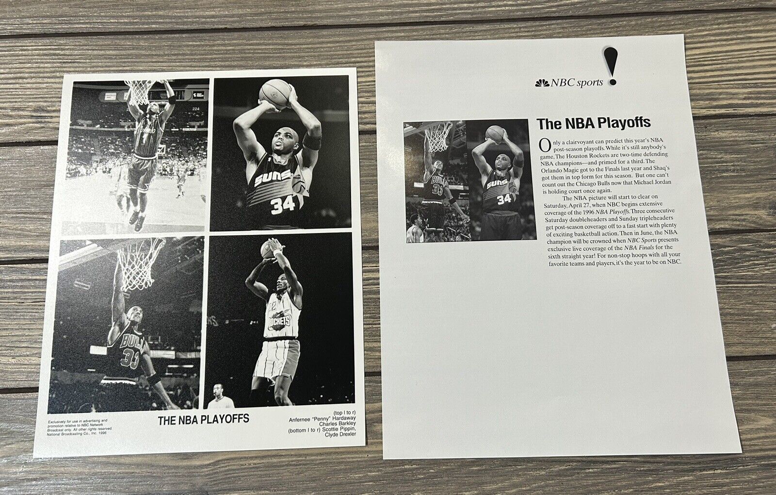 Vintage NBC Sports The NBA Playoffs Fact Sheet and Photo Press Release