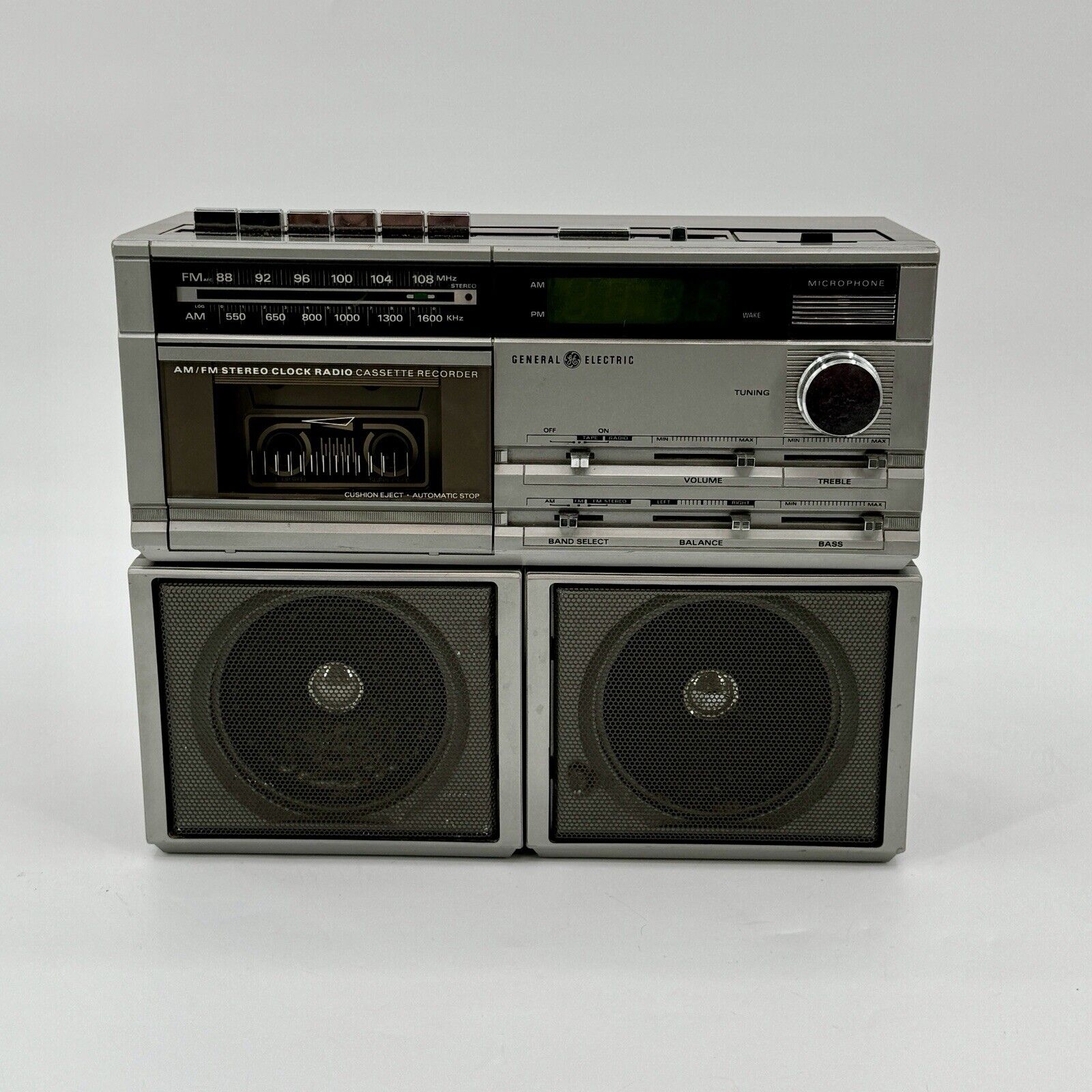 Vintage GE Woodgrain AM/FM Stereo Alarm Cassette Radio 7-4984A TESTED & WORKING