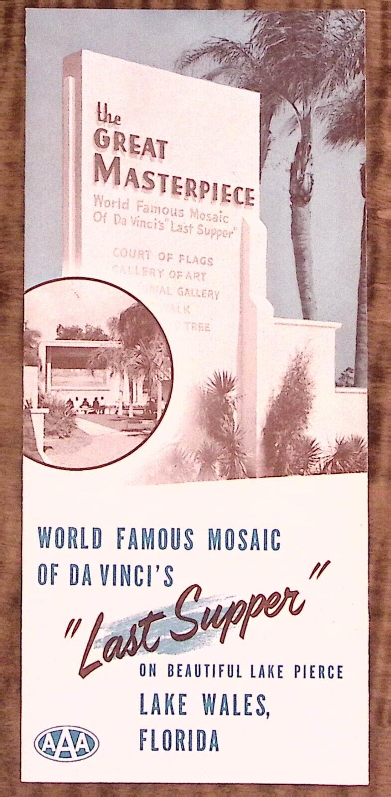 1950s LAKE WALES FLORIDA DA VINCI'S LAST SUPPER FOLD OUT TRAVEL BROCHURE Z3982
