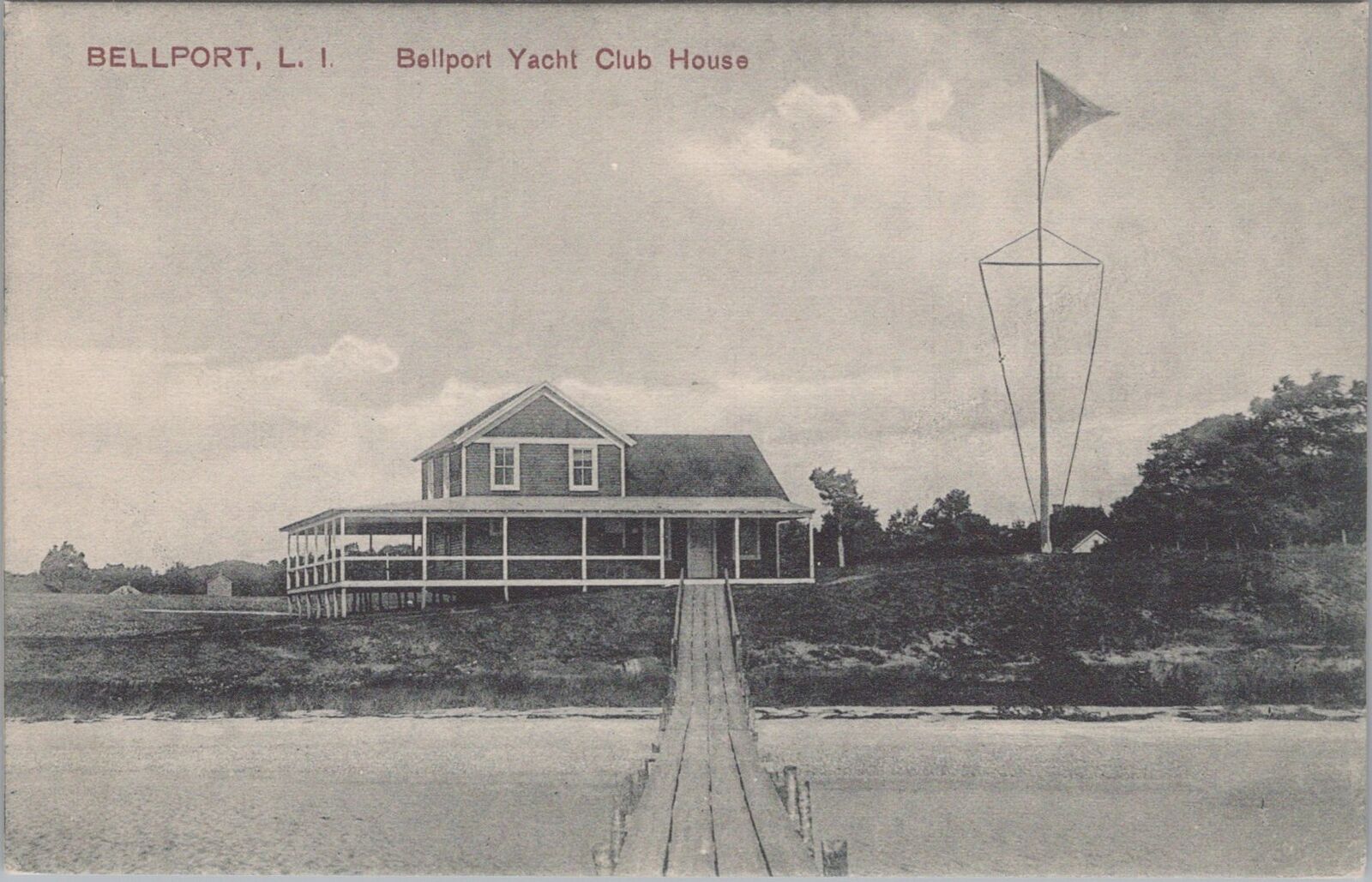 Bellport Yacht Club House Long Island c1910s Unposted Postcard