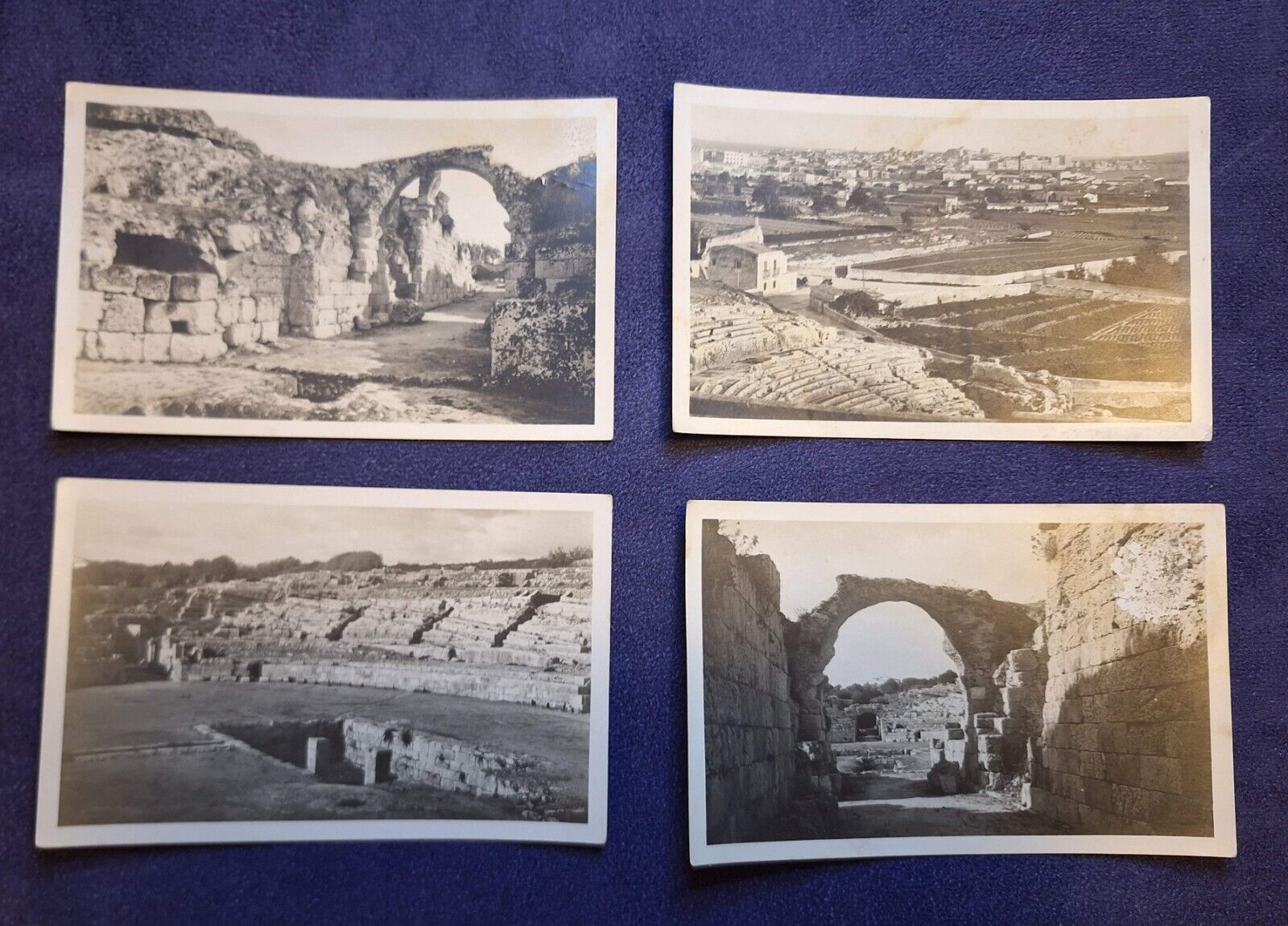 Lot of 4 RPPC Black & White Real Photo Postcards of Siracusa, Italy
