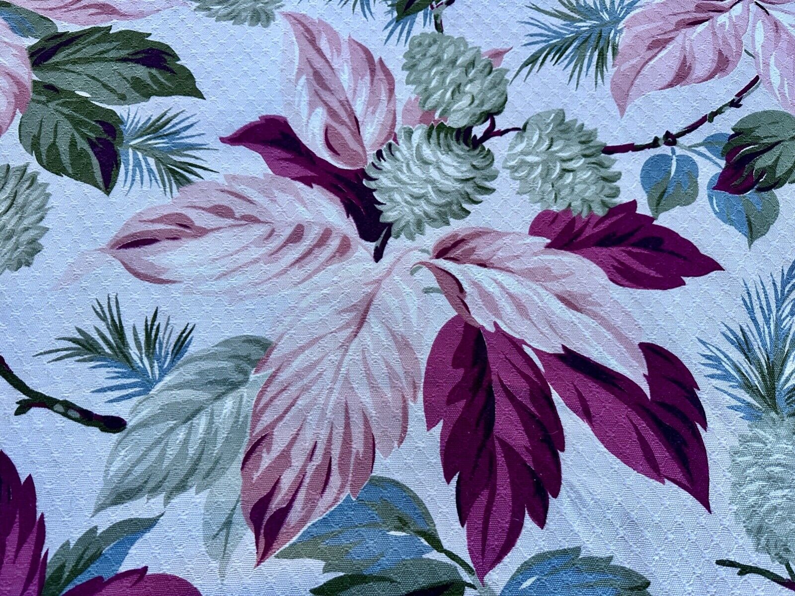 Dreamy 30's LUXE Leafy Hollywood Regency Pinecones GLAM Barkcloth Vintage Fabric
