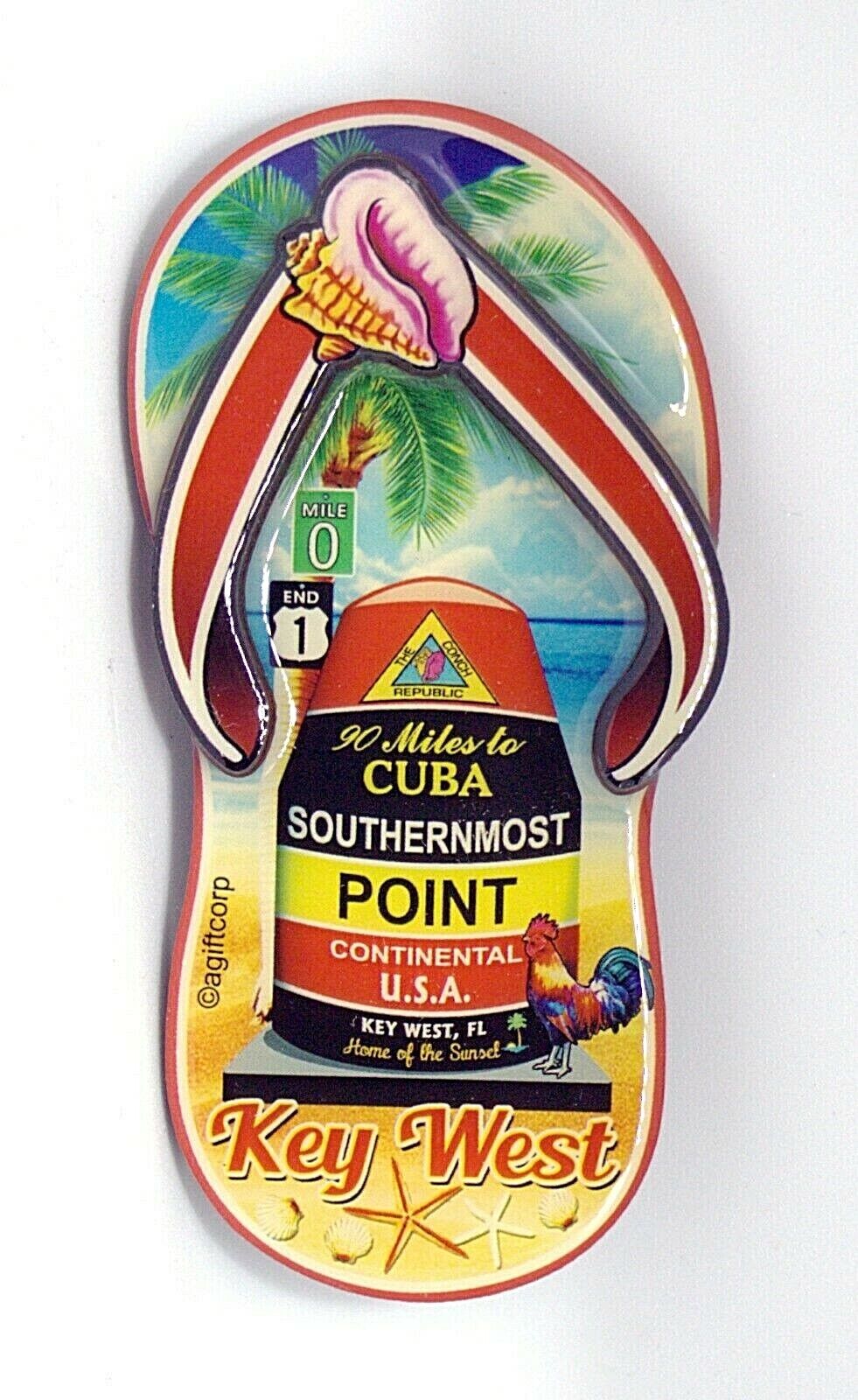 Key West Florida Buoy Sandal Dual Layer MDF Magnet 2