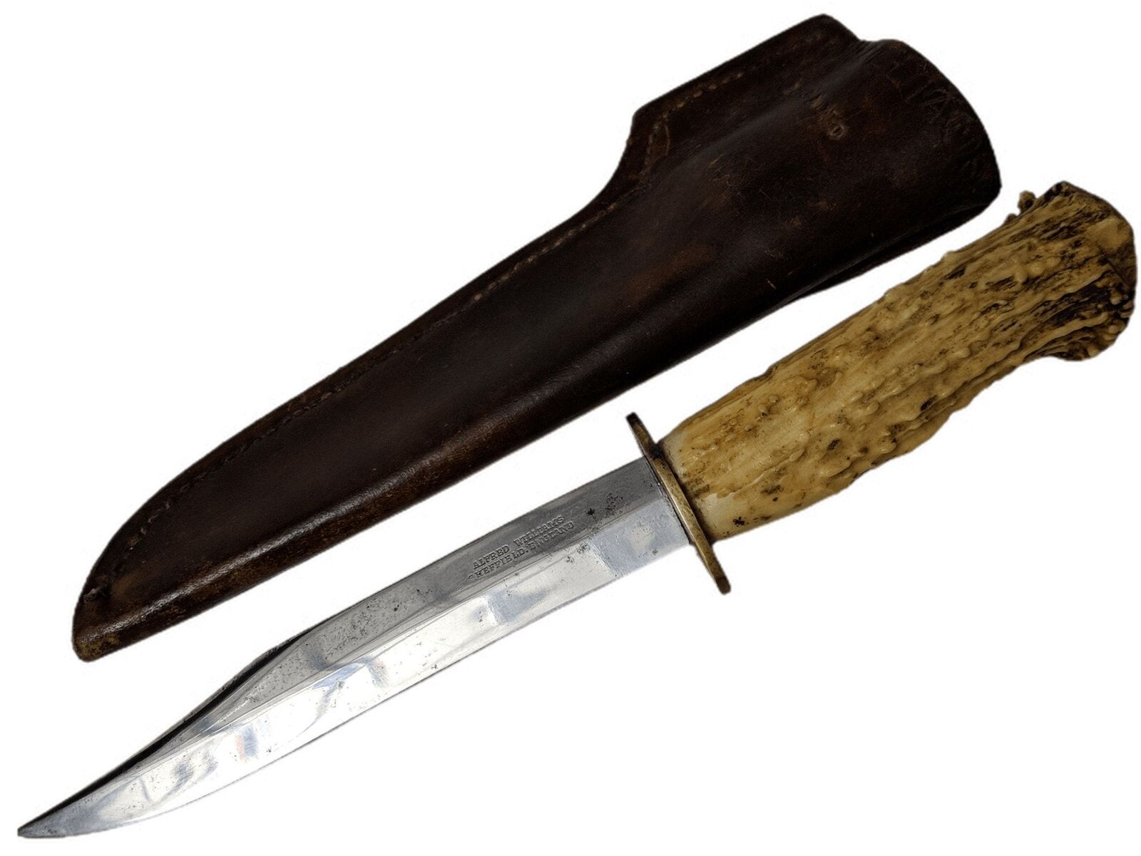 c1910 Alfred Williams Sheffield  Knife Stag Handle Original Sheath
