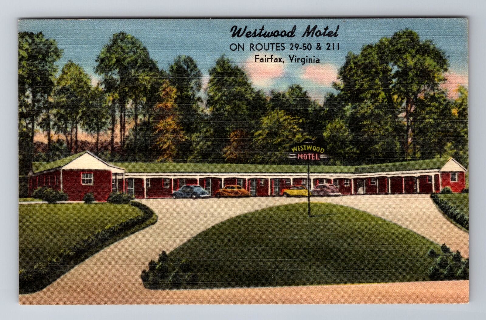 Fairfax VA-Virginia, Westwood Motel, Advertising, Vintage Souvenir Postcard