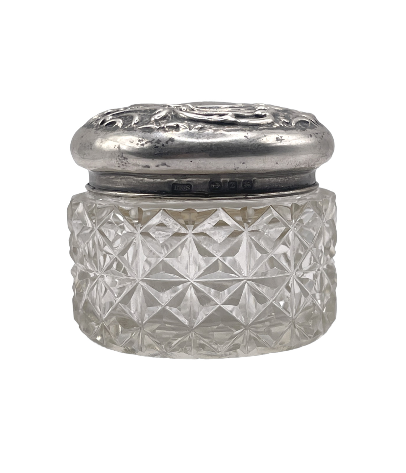 Antique Sterling Silver Vanity Powder Jar, Levi & Salaman 1899
