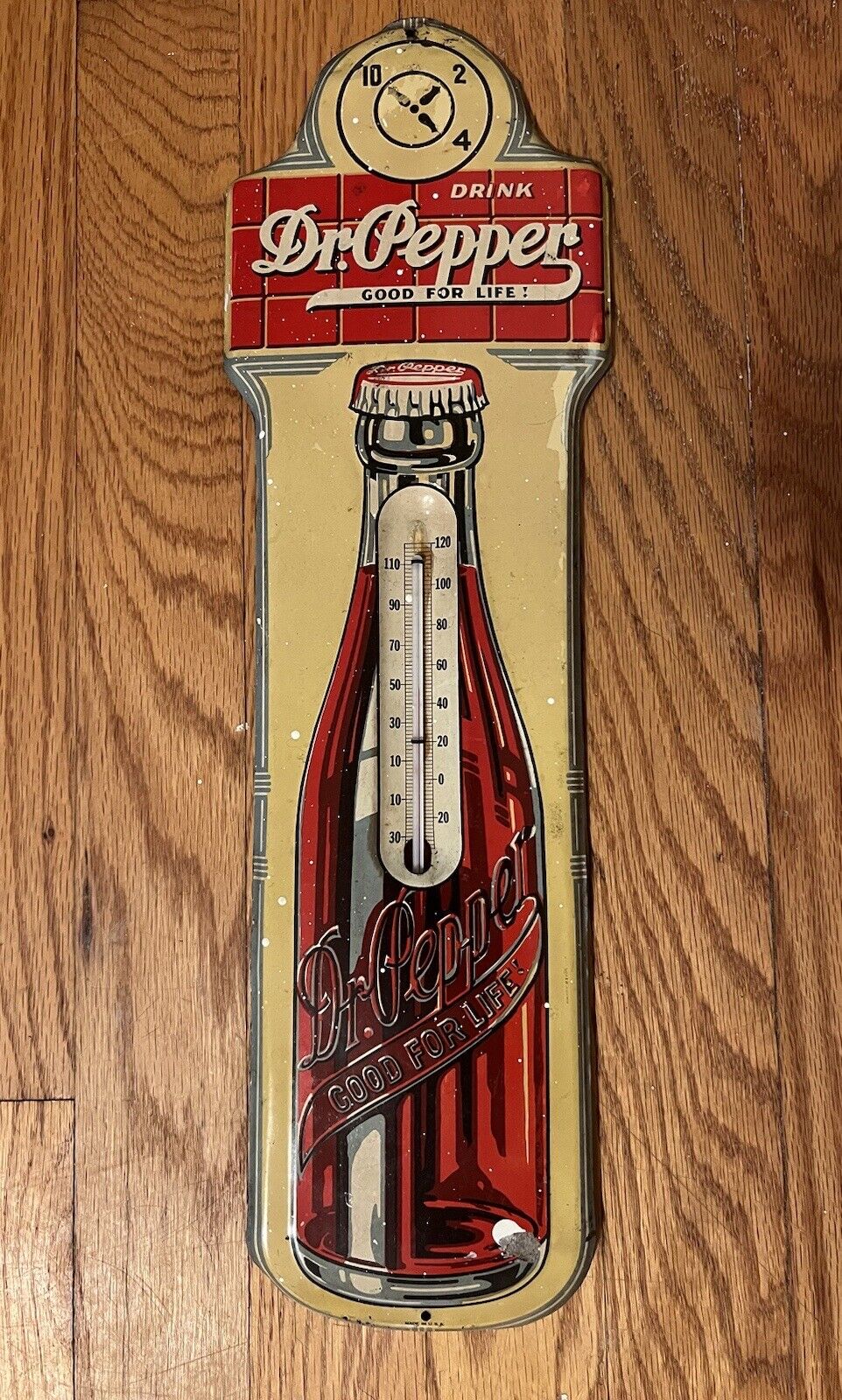 Rare Vintage Dr. Pepper Advertising Thermometer Sign Original Mid 1930’s