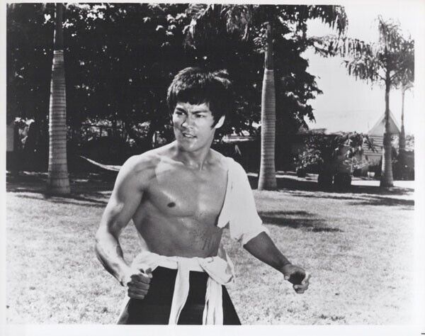 Bruce Lee Fists of Fury in classic martial arts pose vintage 8x10 inch photo