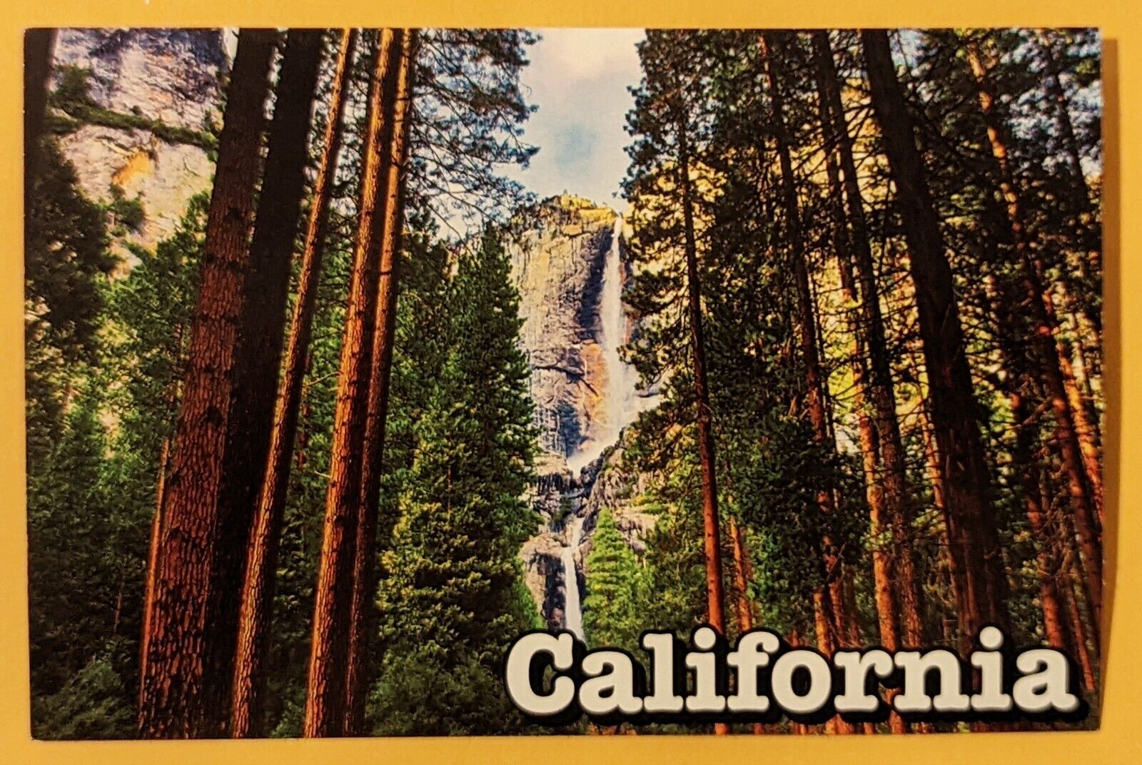 Postcard CA. Beautiful California. Waterfall 
