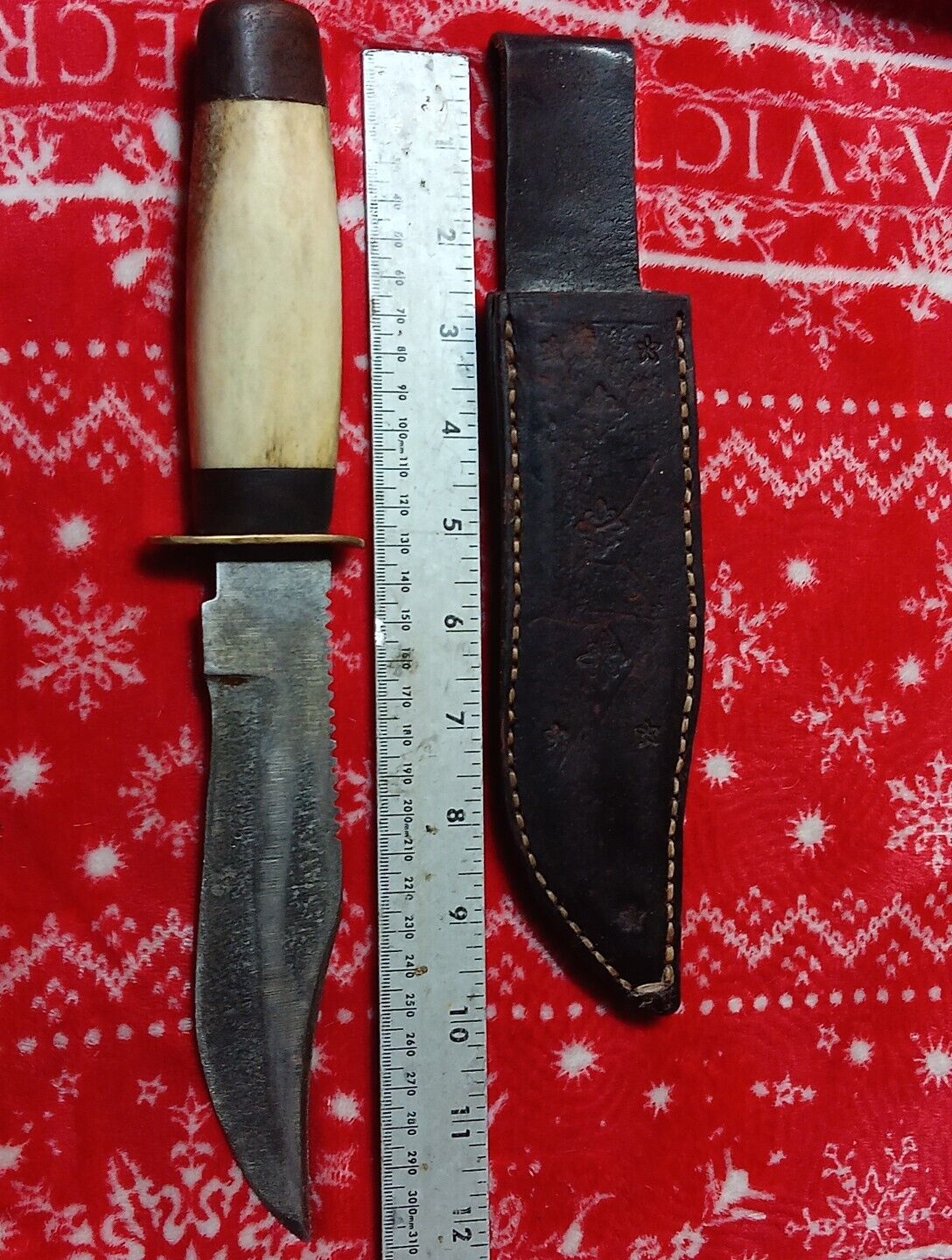 Vintage Fixed Blade Knife With Leather Sheath. , Blade Not Marked