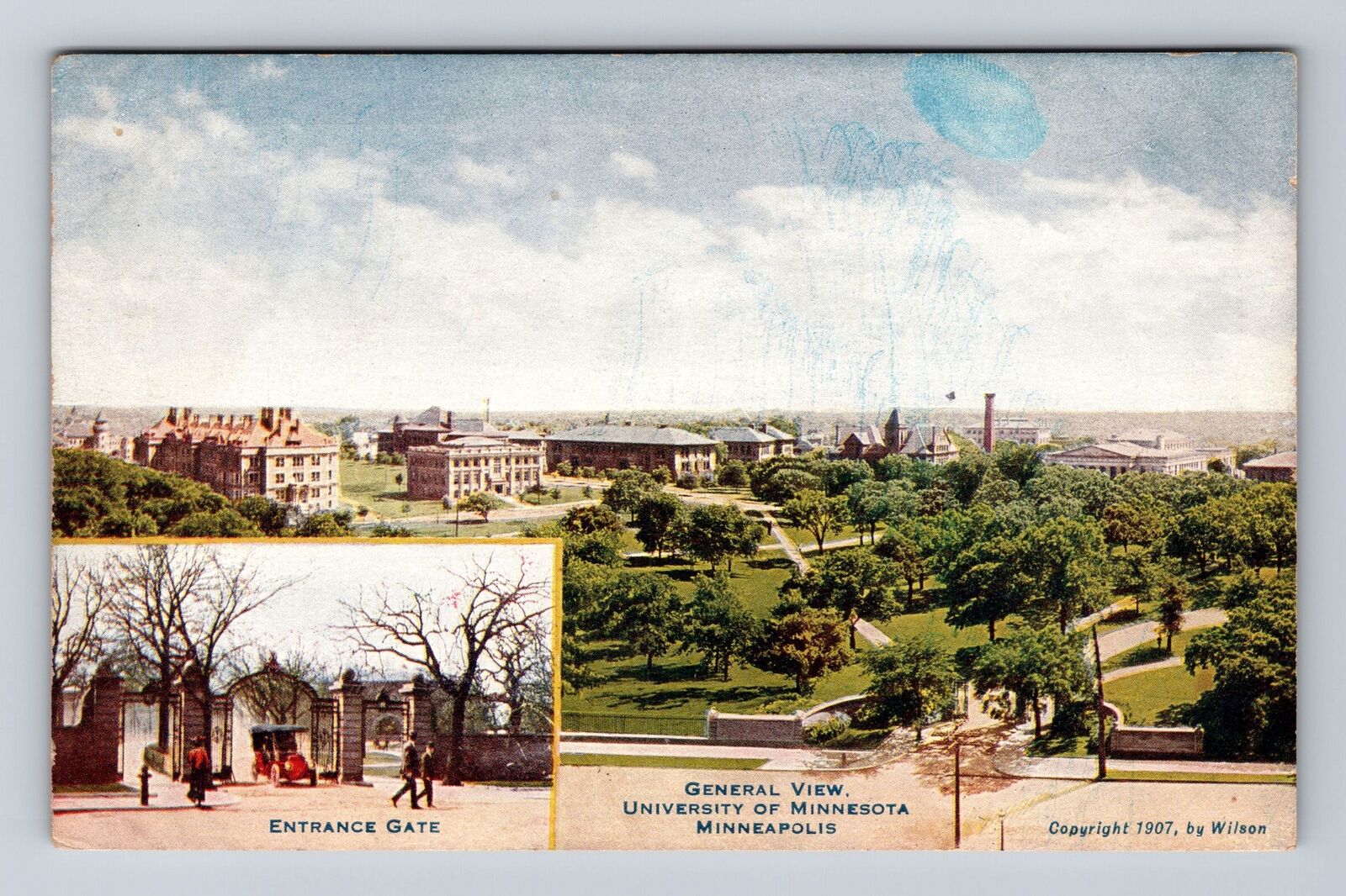 Minneapolis MN-Minnesota, Aerial University Minnesota, Antique Vintage Postcard