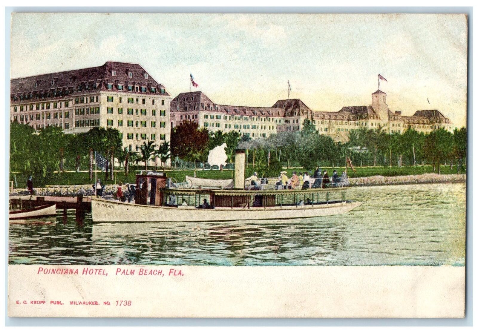 c1905's Poinciana Hotel Exterior Steamboat Palm Beach Florida Unposted Postcard