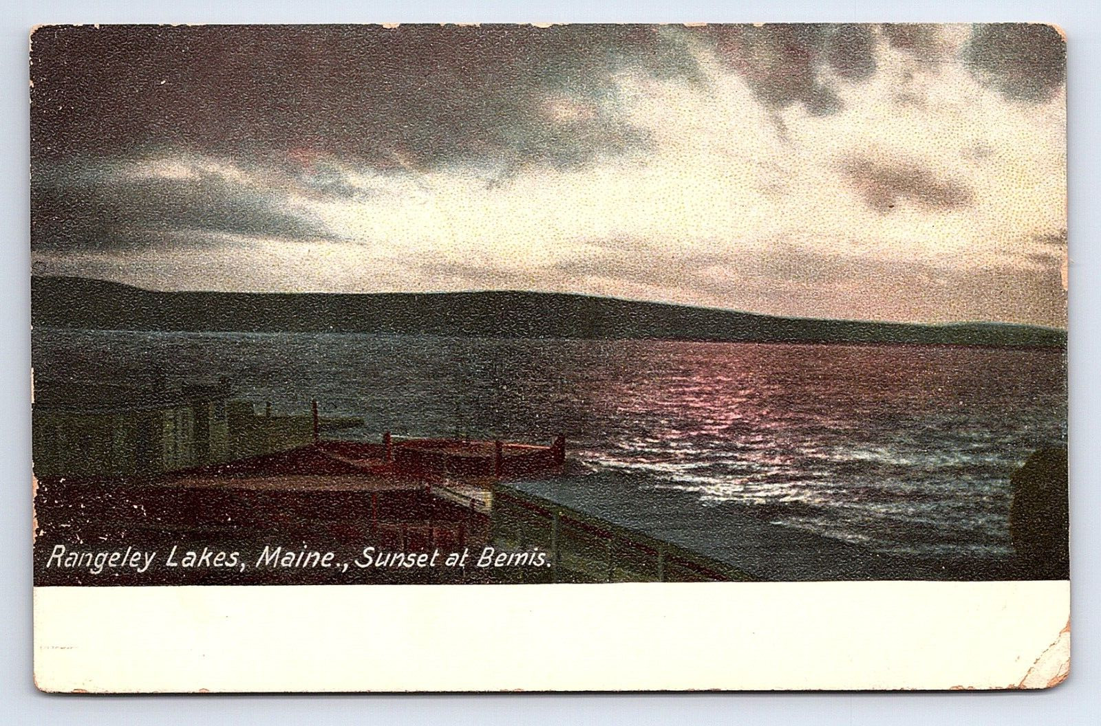 Postcard Rangeley Lakes Maine Sunset at Bemis ME c.1906