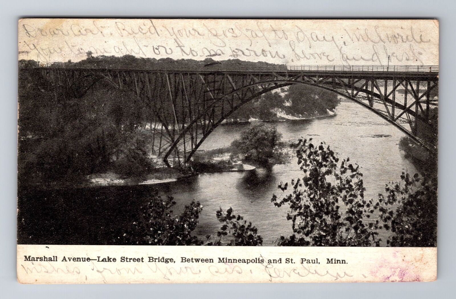 Minneapolis MN-Minnesota, Lake Street Bridge to St. Paul, Vintage c1908 Postcard
