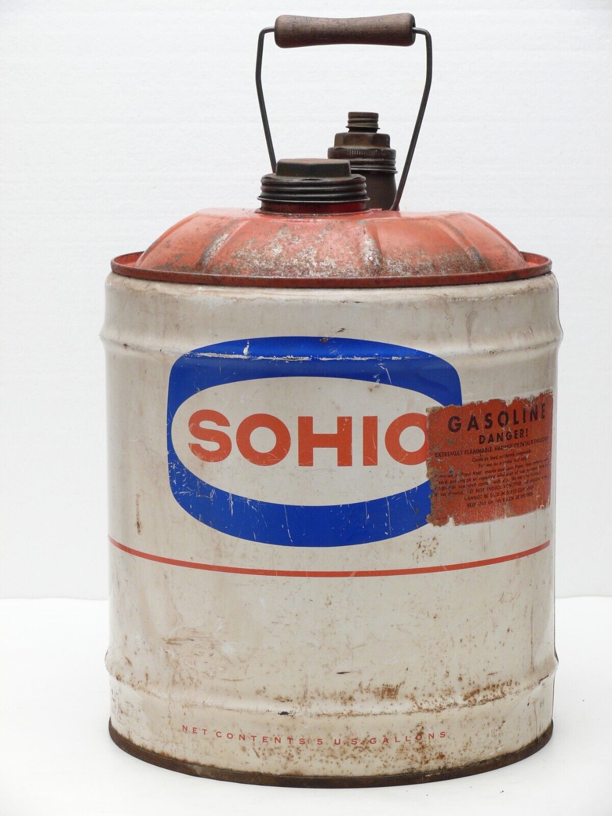 SOHIO 5 Gallon Gas Motor Oil Can Vintage Antique Old School