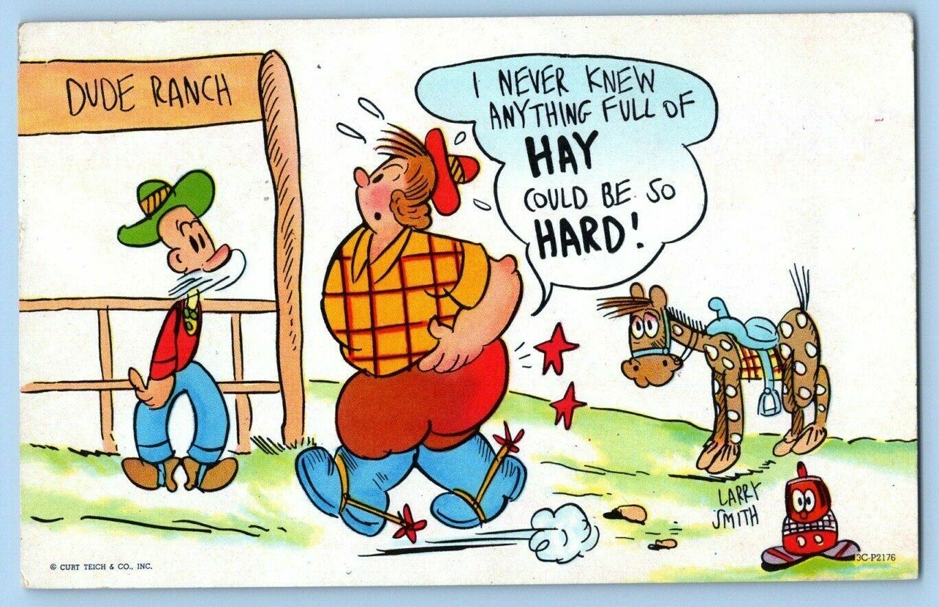 Vintage Comic Postcard~ Dude Ranch~ Larry Smith~ A704