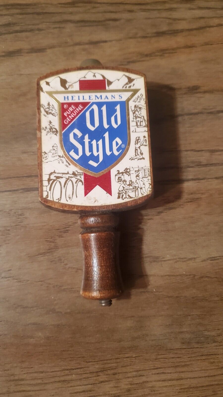 Heileman’s Old Style beer tap handle 6 inches w/brass top