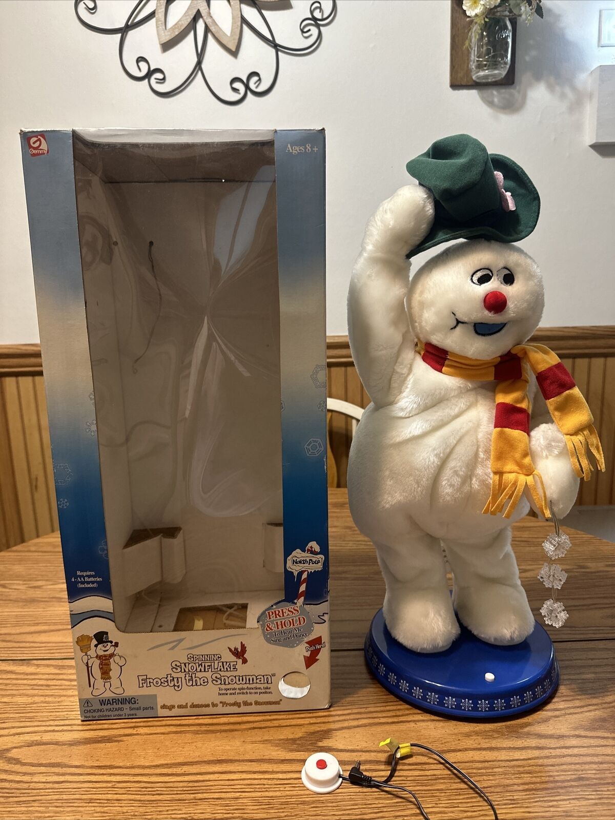 WORKING Gemmy Frosty The Snowman Animated Spinning Snowflake 2002 Works W/ Box