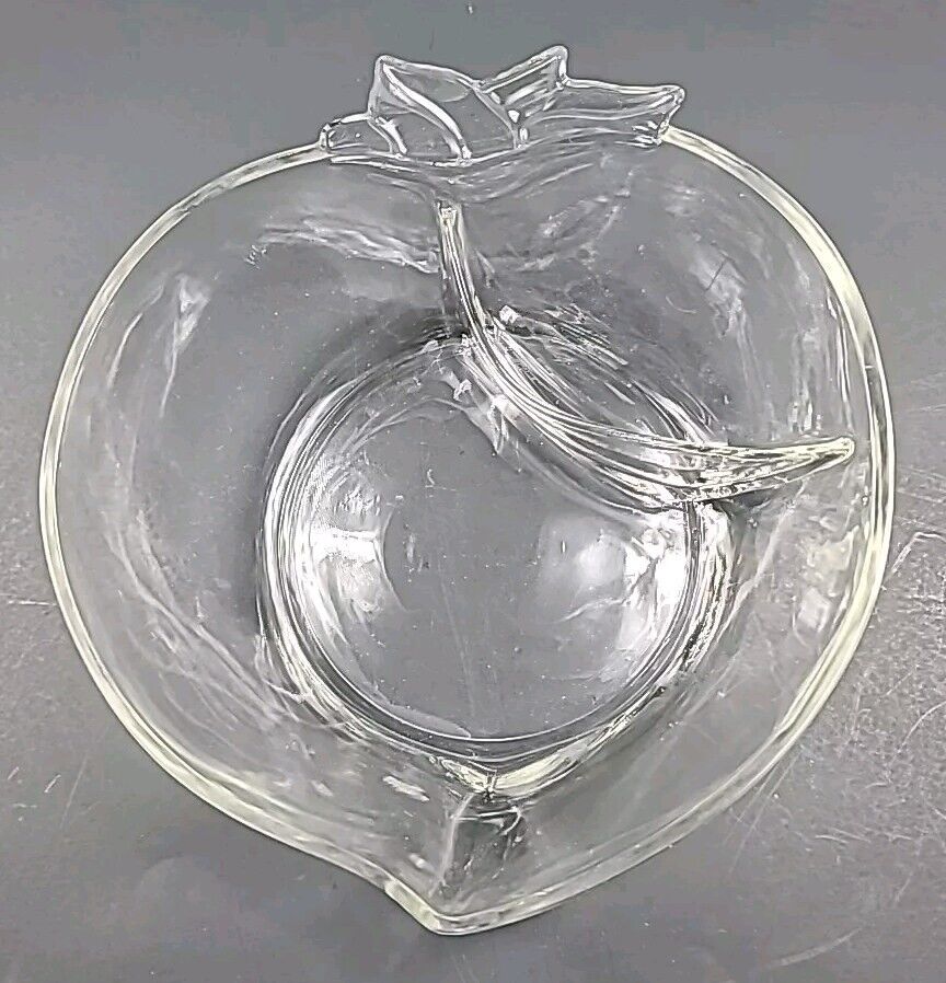 Hazel Atlas Peach Shaped Clear Glass Divided Serving Bowl Large 10¼\