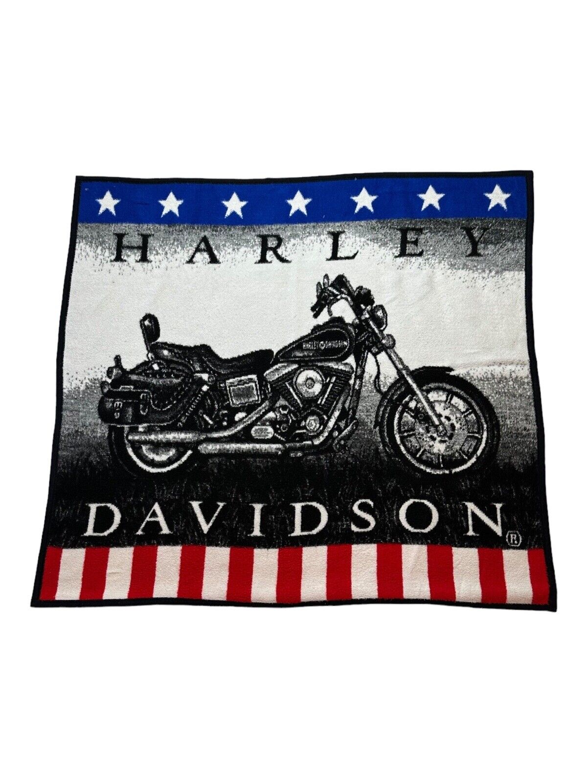 Biederlack Harley Davidson Throw Blanket 48x53 Inches Long Bike American Flag US